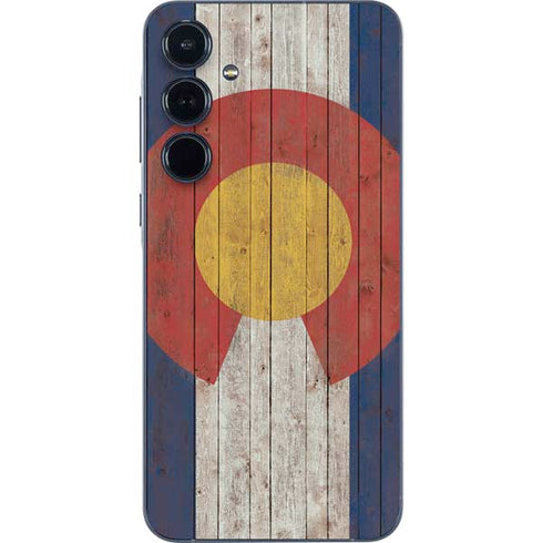 Colorado Flag Dark Wood Galaxy A55 5G Skin